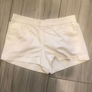 White Elastic Shorts with Pockets